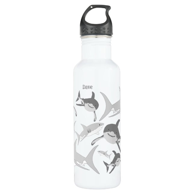 Fröhliche Ozeanhaie Kunst Edelstahlflasche (Vorderseite)