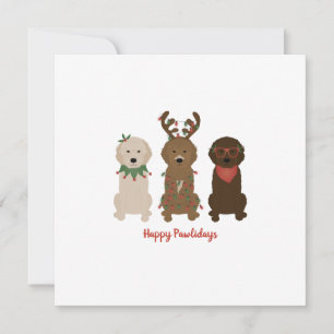 Fröhliche Pawlidays Goldendoodle Weihnachtslichter Karte