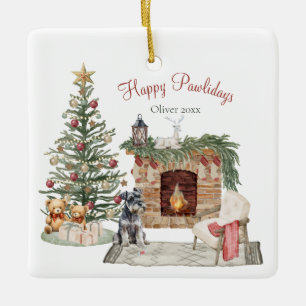 Fröhliche Pawlidays Hunde-Design - Miniaturschnauz Keramikornament