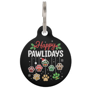 Fröhliche Pawlidays Lustiger Weihnachts Hund Pfote Haustiermarke