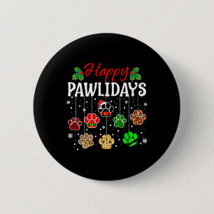 Fröhliche Pawlidays Lustiges Weihnachten Hund Pfot Button