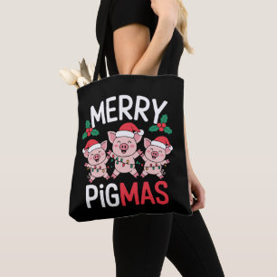 Fröhliche Pigmas Weihnachten Schwein Santa Hut Ste Tasche
