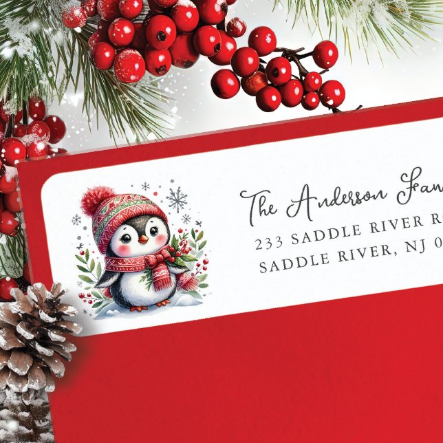 Fröhliche Pinguin-Rücksendeadresse (Von Creator hochgeladen)