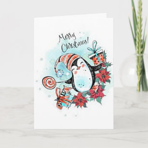 Fröhliche Pinguin-Weihnachtsgrußkarte Karte