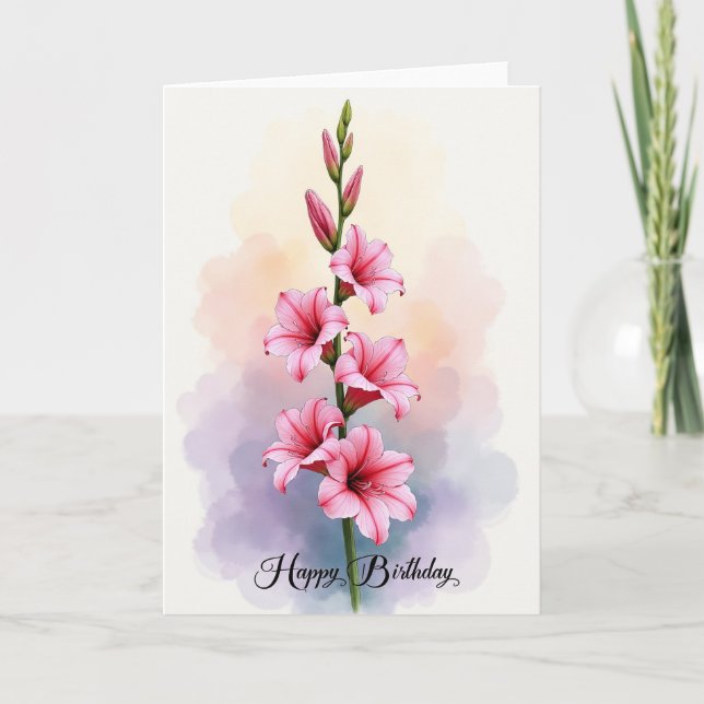 Fröhliche Pink Bloom Karte (Vorderseite)