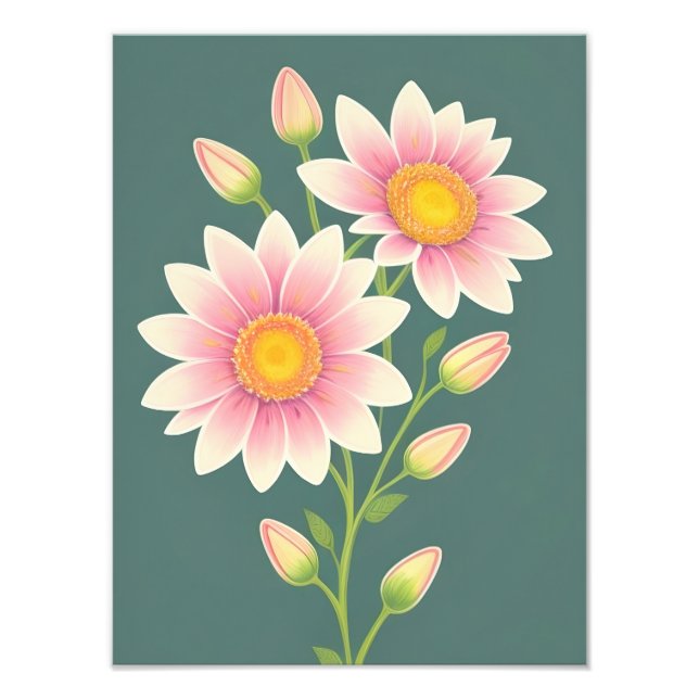 Fröhliche Pink Daisies Fotodruck (Vorne)