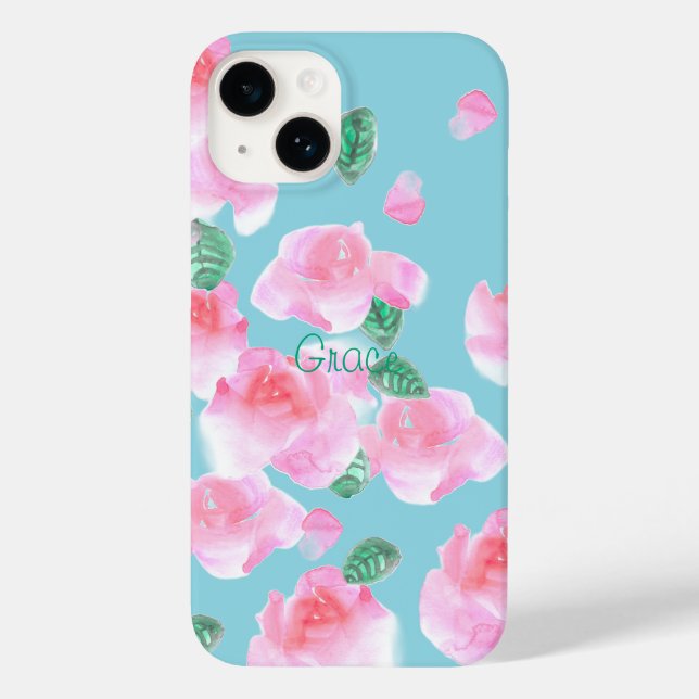 Fröhliche Pink Roses iPhone Case (Rückseite)