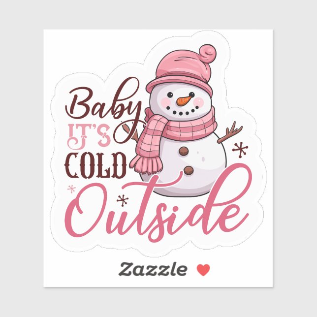 Fröhliche Pink Snowman wünscht Ihnen frohe Weihnac Aufkleber (Blatt)