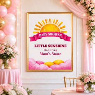 Fröhliche Pinke Kleine Sonnenschein-Baby-Party-Ein Poster