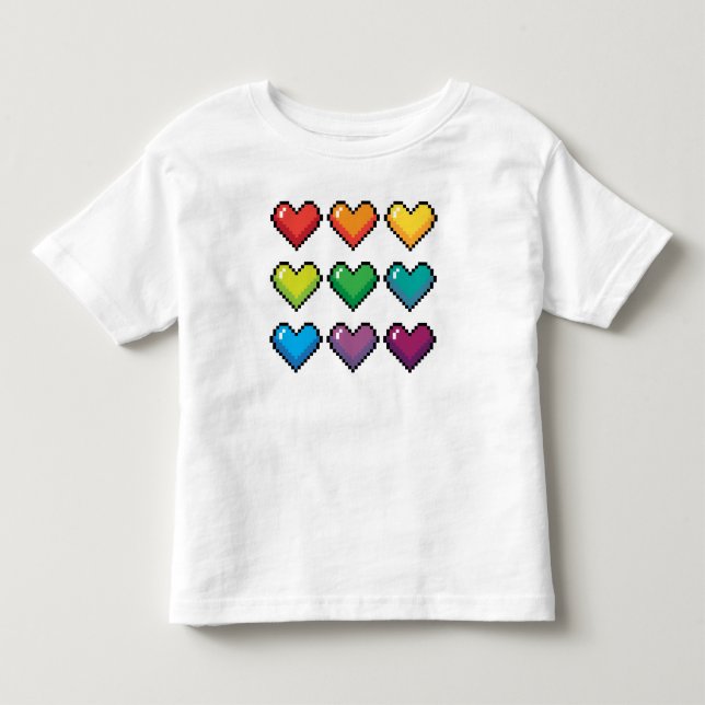 Fröhliche Pixel Rainbow Hearts - Neuartiger T - Sh Kleinkind T-shirt (Vorderseite)