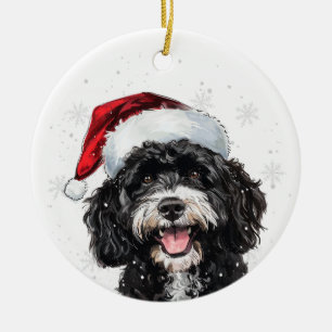Fröhliche Portugiesischer Wasserhund Weihnachten P Keramik Ornament