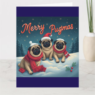 Fröhliche Pugmas aus unserer Familie Karte