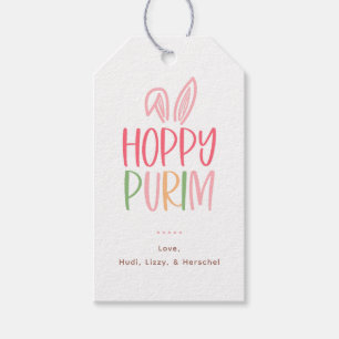 Fröhliche Purim-Hasenohren Geschenkanhänger