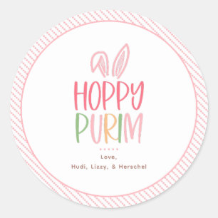 Fröhliche Purim-Hasenohren Runder Aufkleber