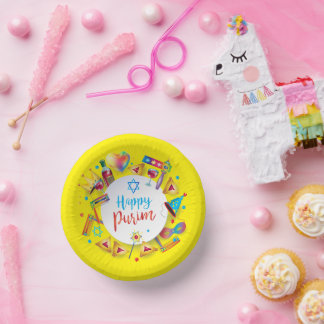 Fröhliche Purim-Korb-Geschenke, Dekoration, Orname Pappteller