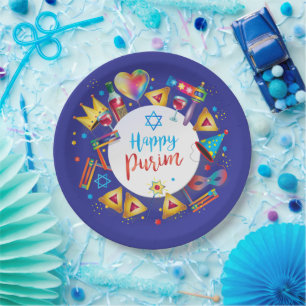 Fröhliche Purim-Korb-Geschenke, Dekoration, Orname Pappteller