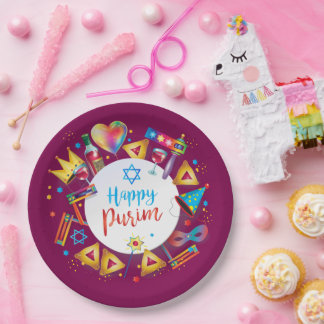 Fröhliche Purim-Korb-Geschenke, Dekoration, Orname Pappteller