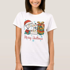 Fröhliche Quiltmas-Nähmaschine 6 T-Shirt