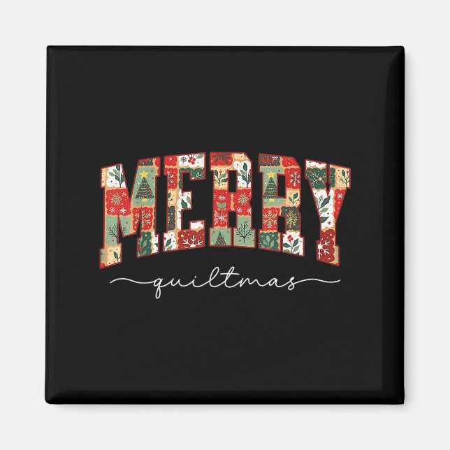 Fröhliche Quiltmas Patchwork-Quilter Stricken Nähe Magnet (Vorne)