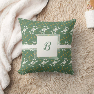 Fröhliche Regal Floral Green Monogram Kissen