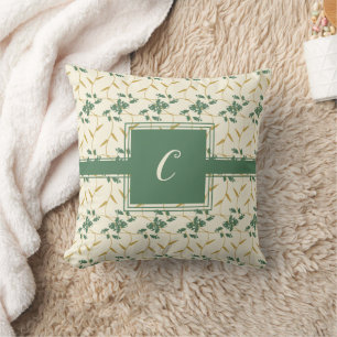 Fröhliche Regal Floral Ivory Monogram Kissen