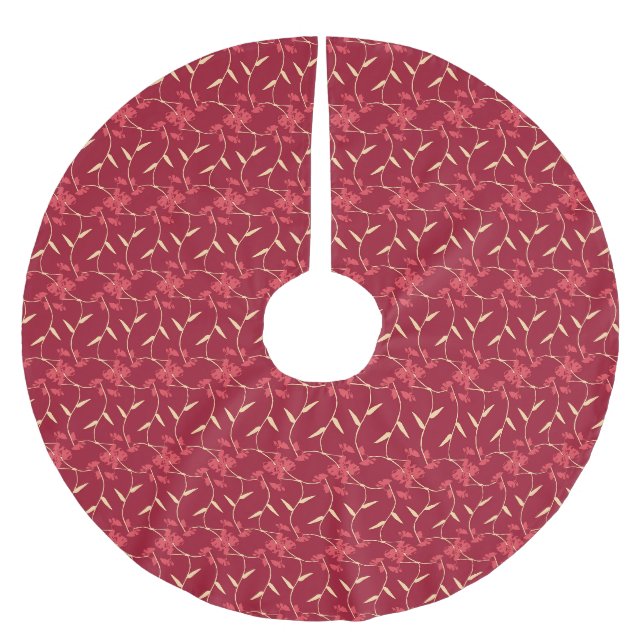 Fröhliche Regal Floral Red Polyester Weihnachtsbaumdecke (Vorderseite)