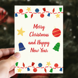 Fröhliche Retro Weihnachtsschmuck Feiertagskarte