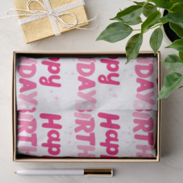 Fröhliche rosa 'Happy Birthday'-Typografie Seidenpapier