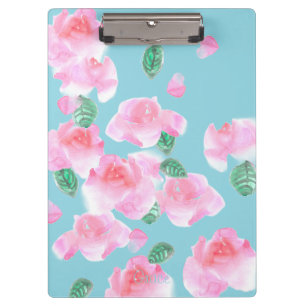 Fröhliche Rosa Rosen Klemmbrett