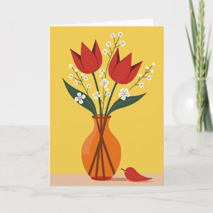 Fröhliche rote Blumenkarte Karte
