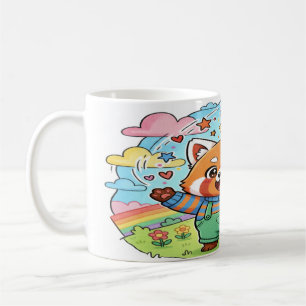 Fröhliche Rotpanda-Musik & Regenbogen-Tasse - Süße Kaffeetasse