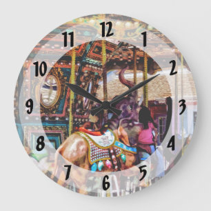 Fröhliche Runde mit Elefanten Große Wanduhr