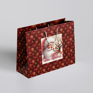 Fröhliche Santa Claus Rudolph Geschenktasche Große Geschenktüte