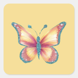 Fröhliche Schmetterling Quadratischer Aufkleber