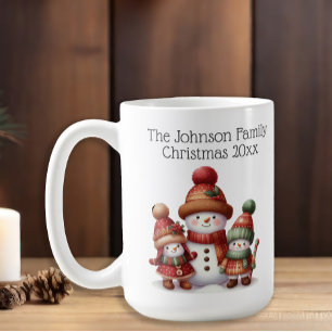 Fröhliche Schneemann-Familie Kaffeetasse