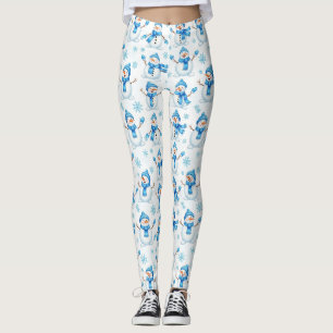 Fröhliche Schneemänner und blaue Schneeflocken – W Leggings