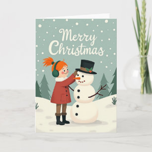 Fröhliche Schneeskulptur-Weihnachtskarte Karte