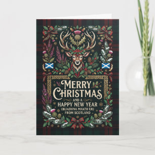 Fröhliche schottische Weihnachts-Hirsch-Karte Karte