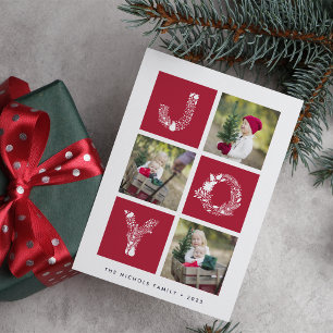 Fröhliche Schrift   Dreifach-Foto-Weihnachtskarte Feiertagskarte