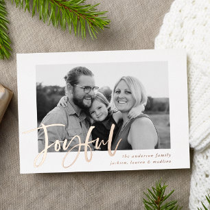 Fröhliche Schrift Rose Gold Foto Folien Feiertagskarte