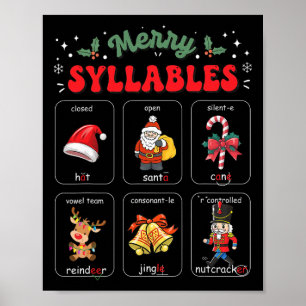 Fröhliche Silben Weihnachten Phonetik Lesen Lehrer Poster