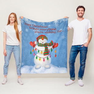 Fröhliche Snowman Holights auf Schneeflocke Fleecedecke