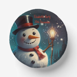 Fröhliche Snowman-Party Einladung - Festivalkarte. Pappteller