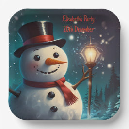 Fröhliche Snowman-Party Einladung - Festivalkarte. Pappteller