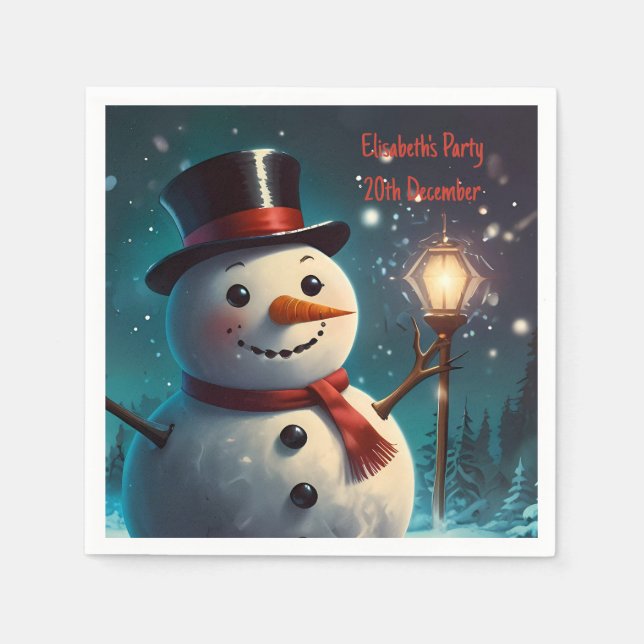 Fröhliche Snowman-Party Einladung - Festivalkarte. Serviette (Vorderseite)