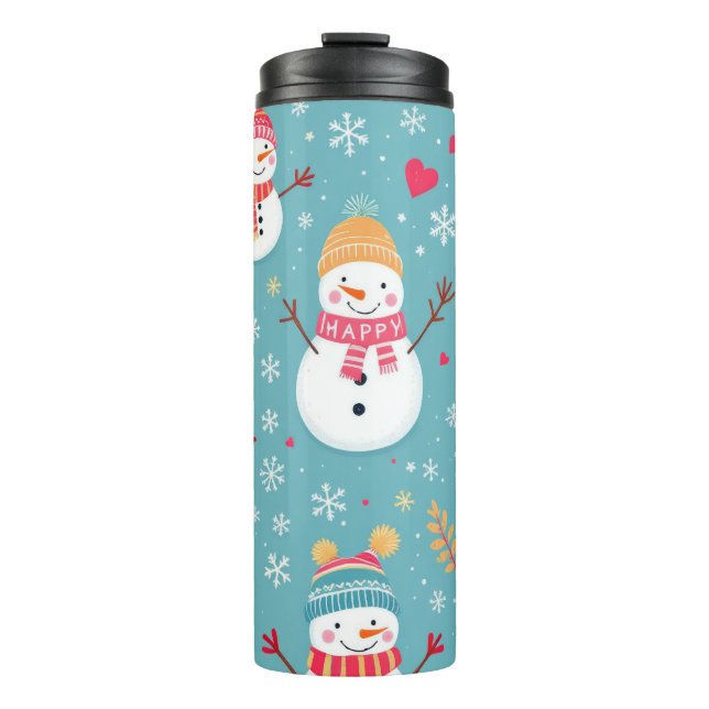 fröhliche Snowmen Thermosbecher (Vorderseite)