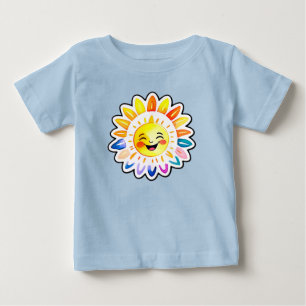 Fröhliche Sonne Cartoon mit lächelndem Gesicht Baby T-shirt