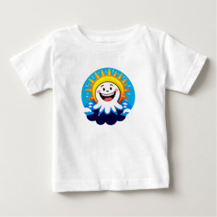 Fröhliche Sonne Cartoon mit lächelndem Gesicht Baby T-shirt