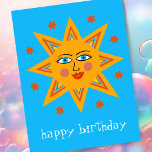 fröhliche Sonne GLÜCKLICH BIRTHDAY CUSTOM Postkarte<br><div class="desc">Fügen Sie Ihren eigenen Text auf der Vorder- und Rückseite,  oder ändern Sie die Farben. Werfen Sie einen Blick in meinen Shop für mehr!</div>