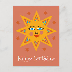 Fröhliche Sonne HAPPY BIRTHDAY CUSTOM  Postkarte